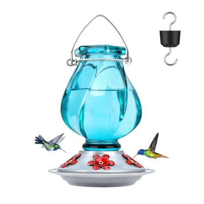 Hand Blown Glass Hummingbird Feeders for Outdoors