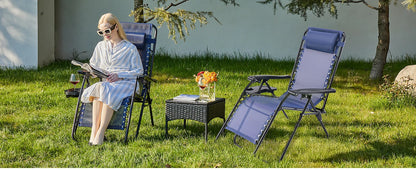 Zero Gravity Portable Recliner with Cup Holder Trays and Adjustable Pillow