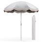 6.5 FT Outdoor Fringe Patio Umbrella w/ Carrying Bag Push Button Tilt