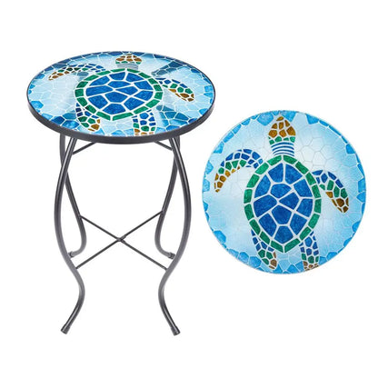 Patio Glass Top Side Table