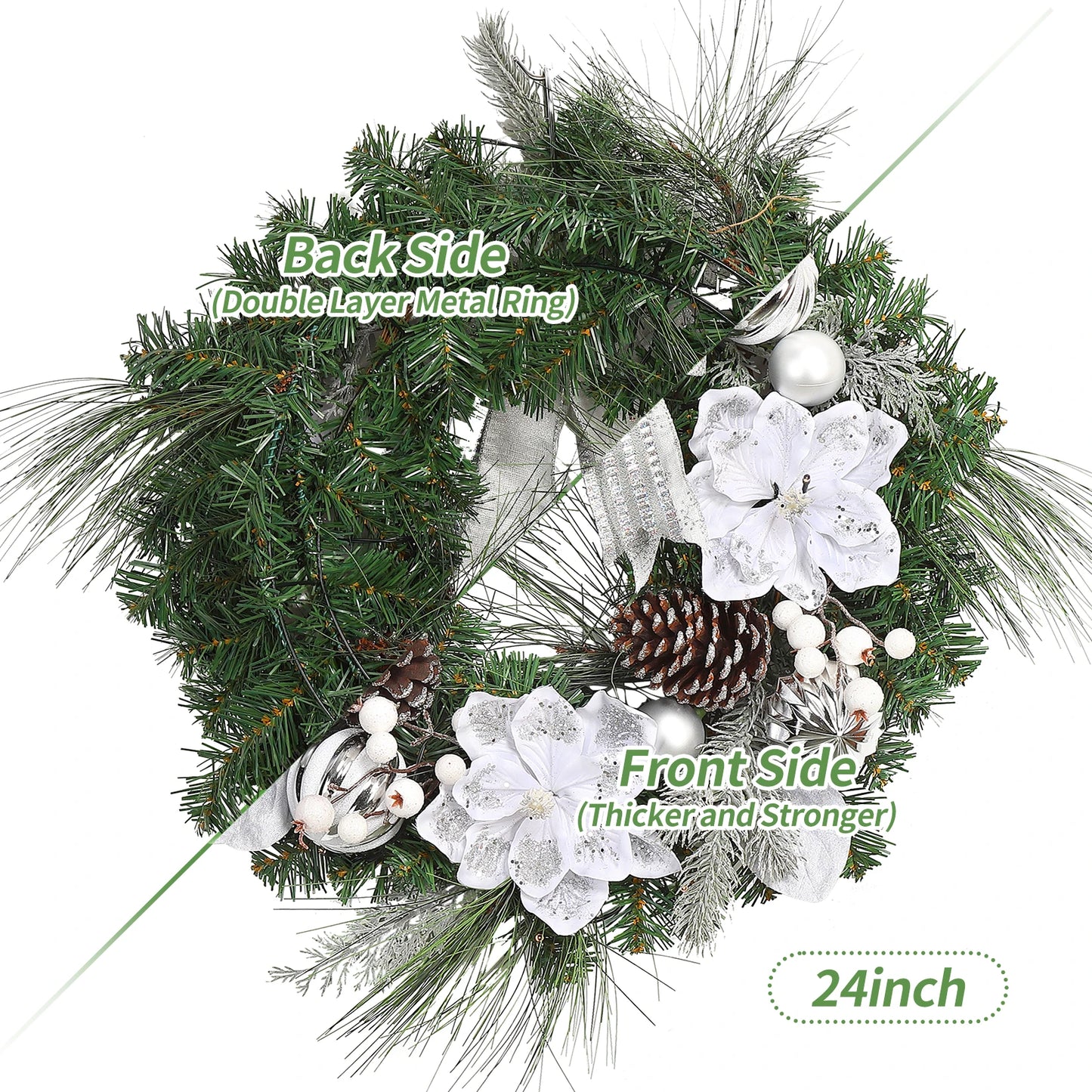24 Inch Pre-Lit Traditional Wreath
