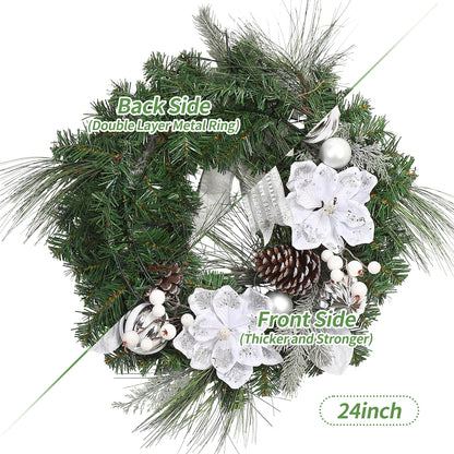 24 Inch Pre-Lit Traditional Wreath