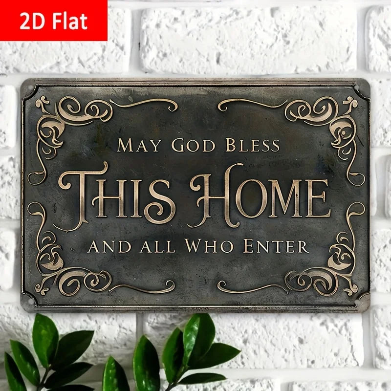 "God Bless This Home" Metal Wall Decoration