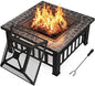 Firepit Table Metal Outdoor Fireplaces with Waterproof Cover