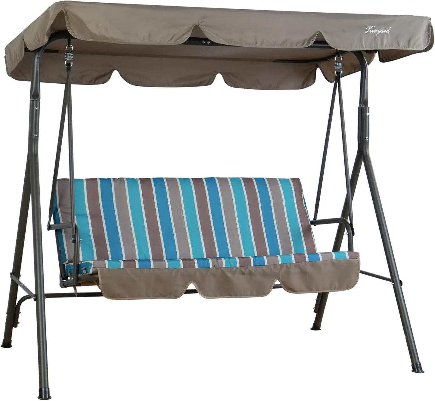 Patio Swing with Strong Steel Frame, Adjustable Canopy and Removable Cushion