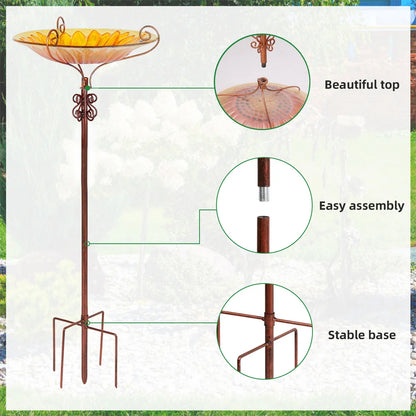 Outdoor Birdbath Birdfeeder with Metal Stake