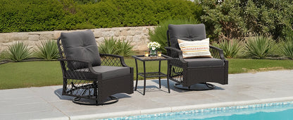 3-Piece Swivel Patio Bistro Set with Cushions & Table