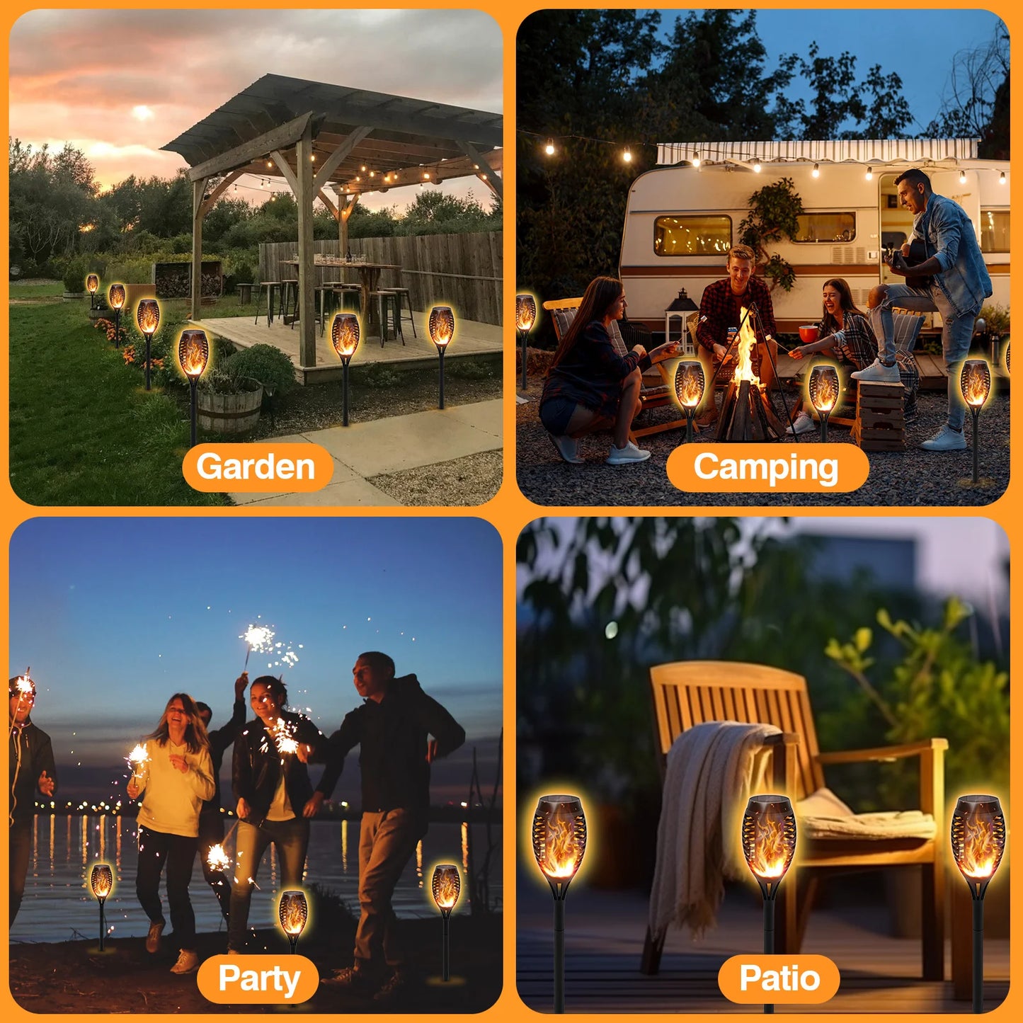 4/6/8/12Pcs Solar Flickering Outdoor Flame Torch Light