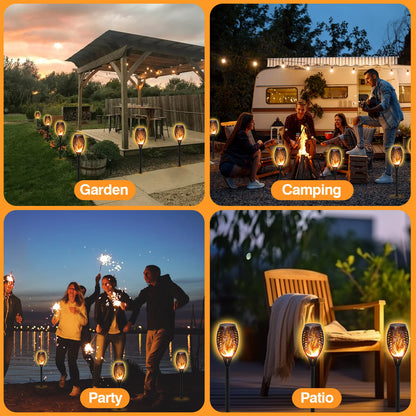 4/6/8/12Pcs Solar Flickering Outdoor Flame Torch Light