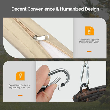 2.4 FT 1-Person Use Round Rattan Porch Swing with Cushions & Adjustable Chains