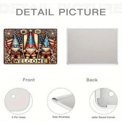 Vintage Patriotic Gnome Welcome Sign