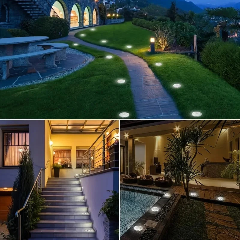 8 Pcs 8LED Solar Power Disk Light