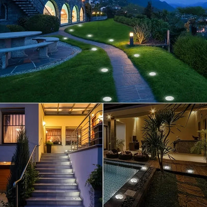 8 Pcs 8LED Solar Power Disk Light