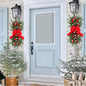 Artificial Prelit Stairway Trim with Pinecones&Bowknot Bells Christmas Decor Wreath for Stair Front Door Decoration