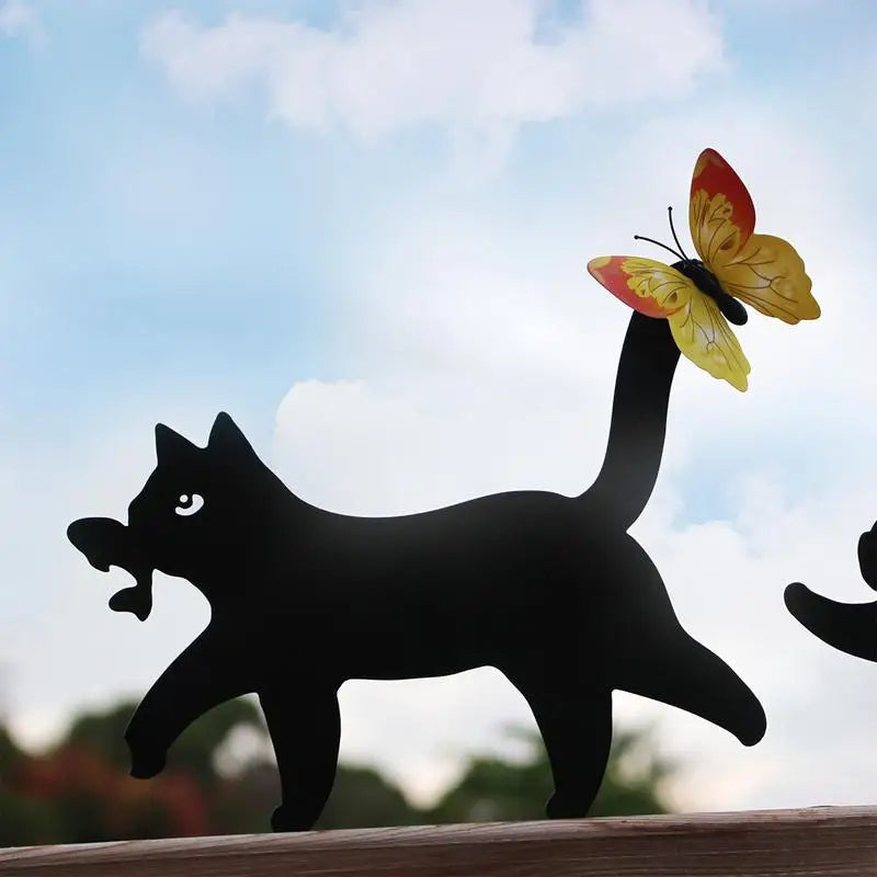 Cute Metal Cat Silhouette Yard Decor