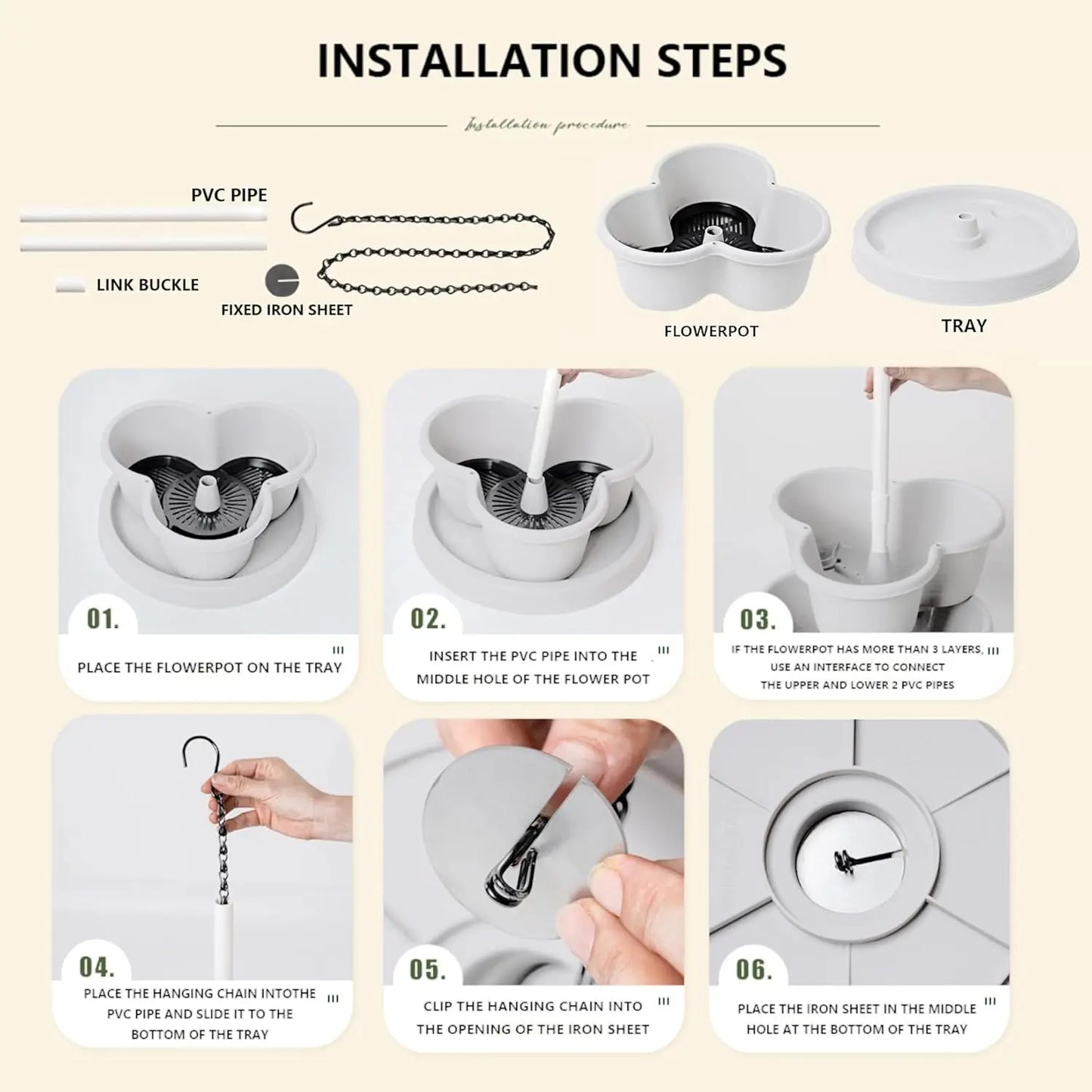 2 Pack Stackable 5-Tier Vertical Garden Planter