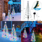 2 Pack Solar-Powered Spiral Christmas Trees with Multicolor LED Lights for Outdoor