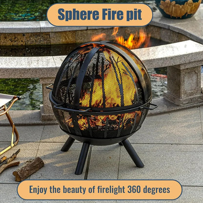 35 Inch Wood Burning Fire Pit with BBQ Grill