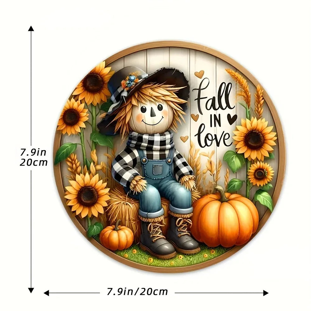 Charming Scarecrow & Fall Harvest 7.9"X7.9" Sign