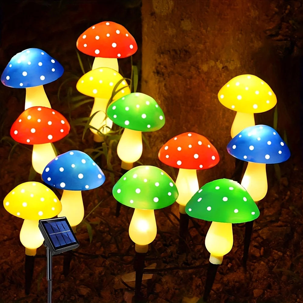 8 Solar Mushroom Lights Outdoor Decoration