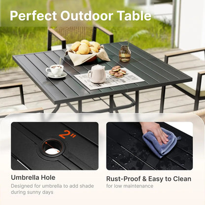 5 Pieces Rattan Patio Table and Chairs Set with Cushions