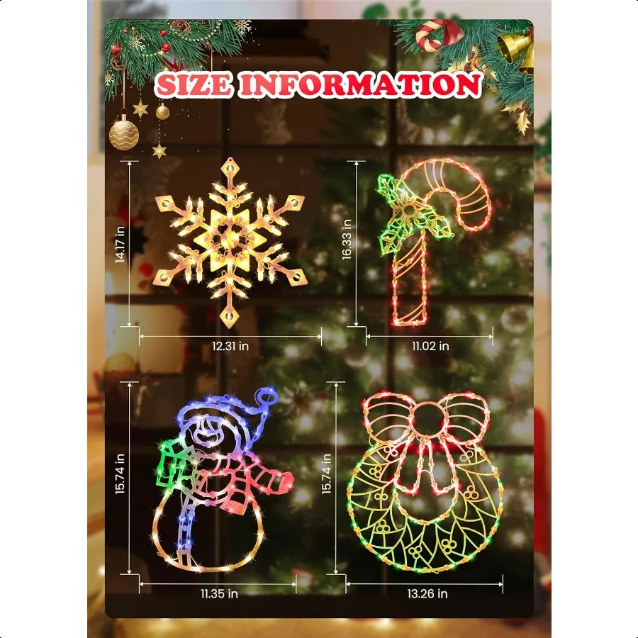 4 Pack Christmas Window Silhouette Lights