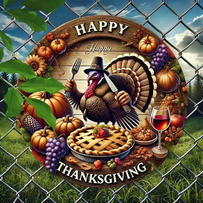 "'Happy Thanksgiving' – 1pc 2D Round Plaque