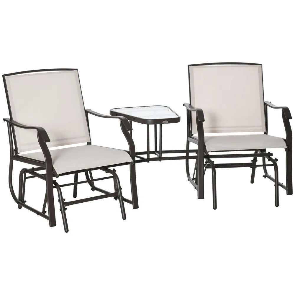 Outdoor Double Patio Rocker Glider Chairs w/Table