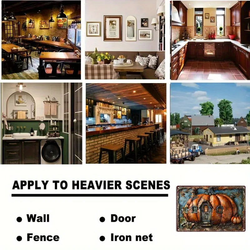 Vintage Iron Pumpkin House Metal Sign