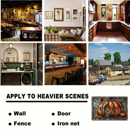 Vintage Iron Pumpkin House Metal Sign