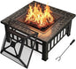 Firepit Table Metal Outdoor Fireplaces with Waterproof Cover