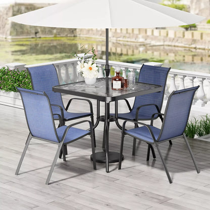 5 Pieces, All Weather Outdoor Patio Dining Set W/ 30"x30" Table and 4 Stackable Chairs
