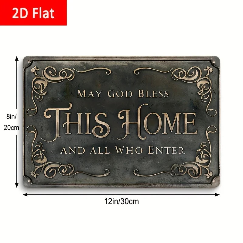 "God Bless This Home" Metal Wall Decoration