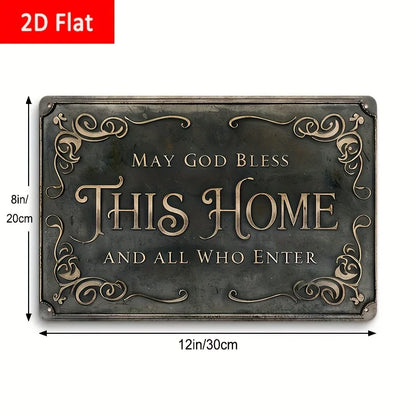 "God Bless This Home" Metal Wall Decoration