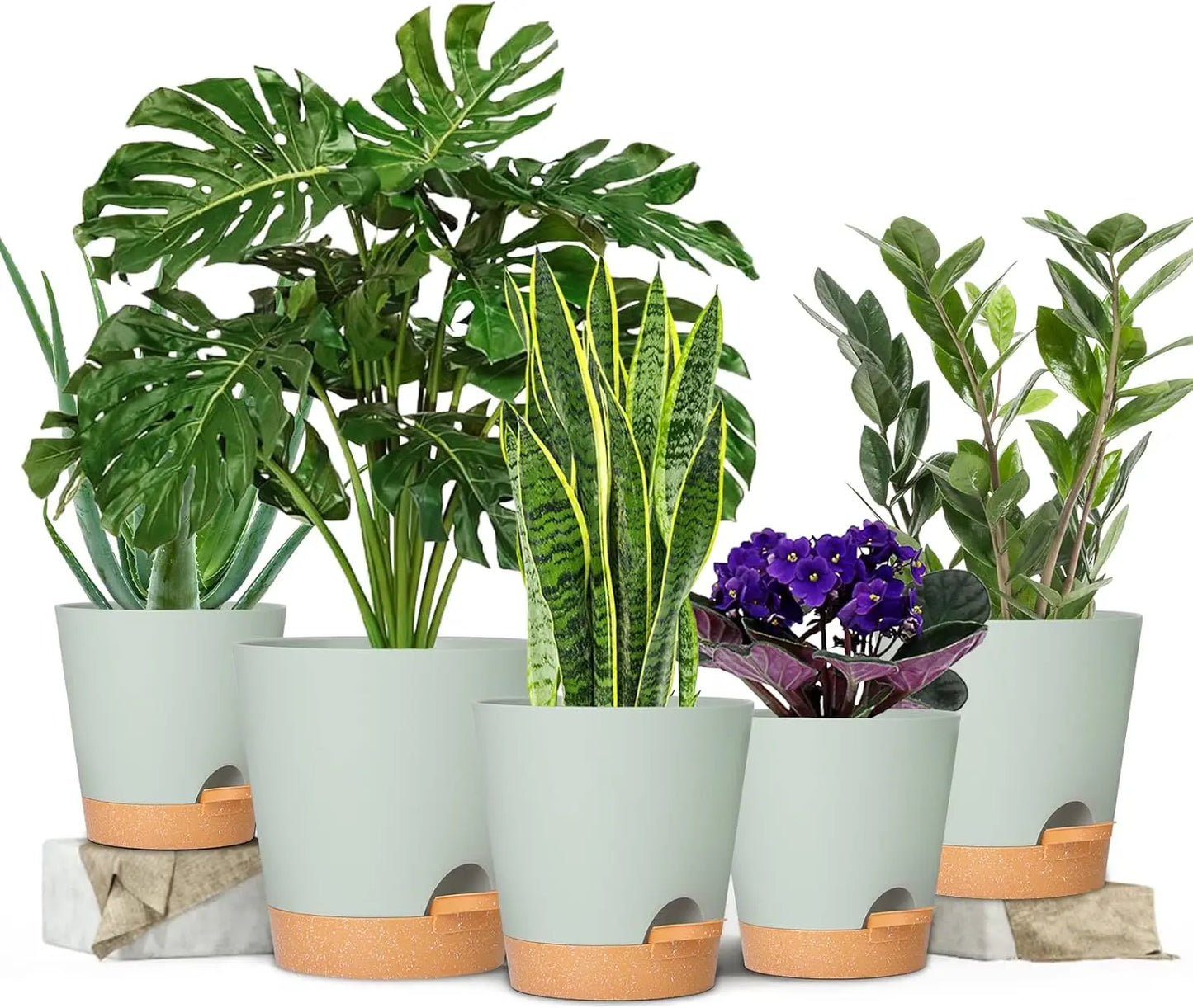 Self Watering Plant Pots 7/6.5/6/5.5/5 Inch with Drainage Holes