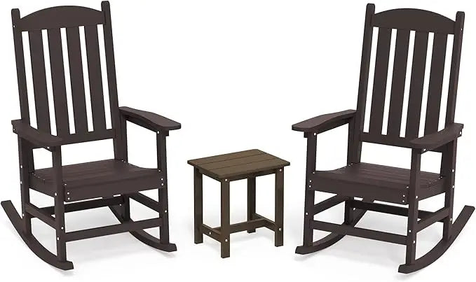 All Weather Resistant Outdoor Rocking Chairs Set of 3, 2 Chairs & 1 Table