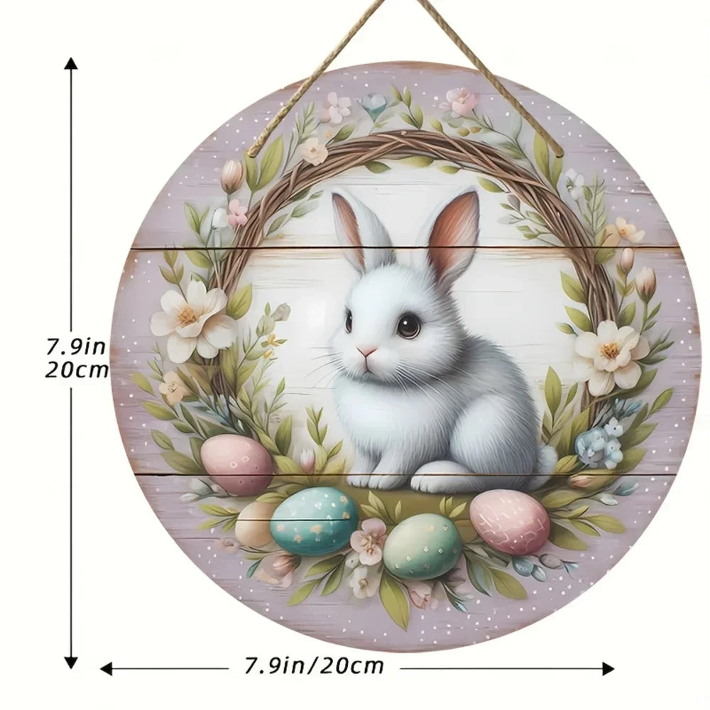 Farmhouse Easter metal sign with Bunny Logo, Lilies & Spring Decor