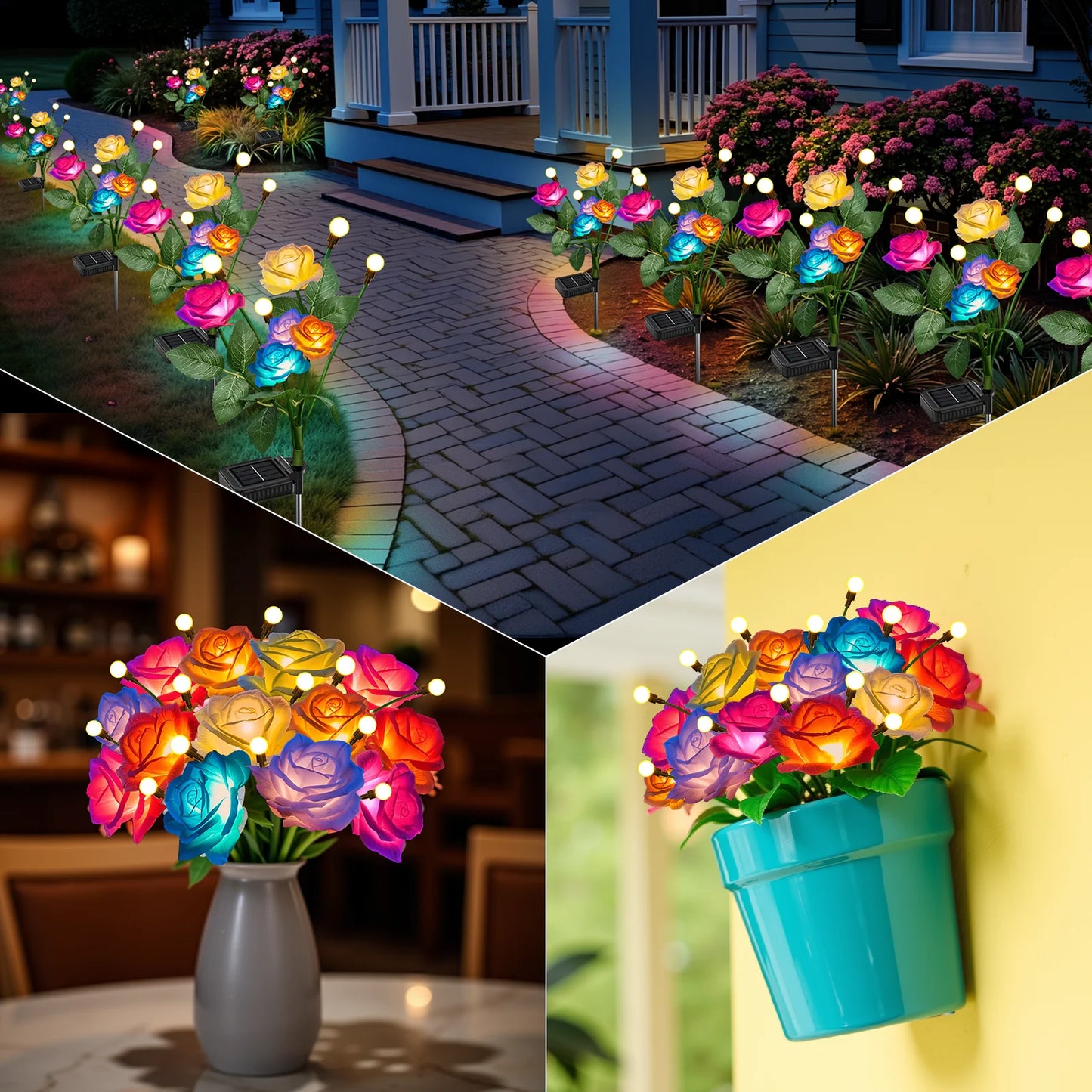 2/4 Pack Solar Rose & Firefly Swing Lights