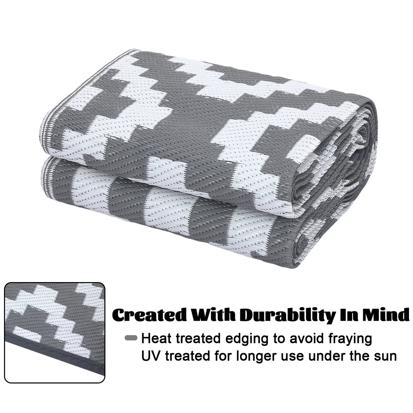Modern Geometric Reversible Waterproof Outdoor Rug