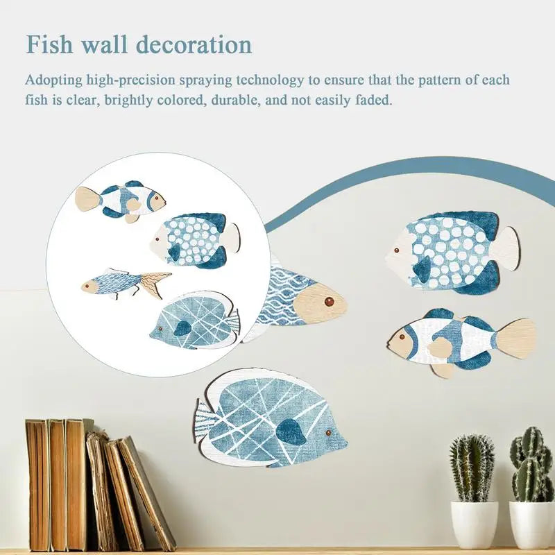 4 Wooden Nautical Fish Wall Sculpture