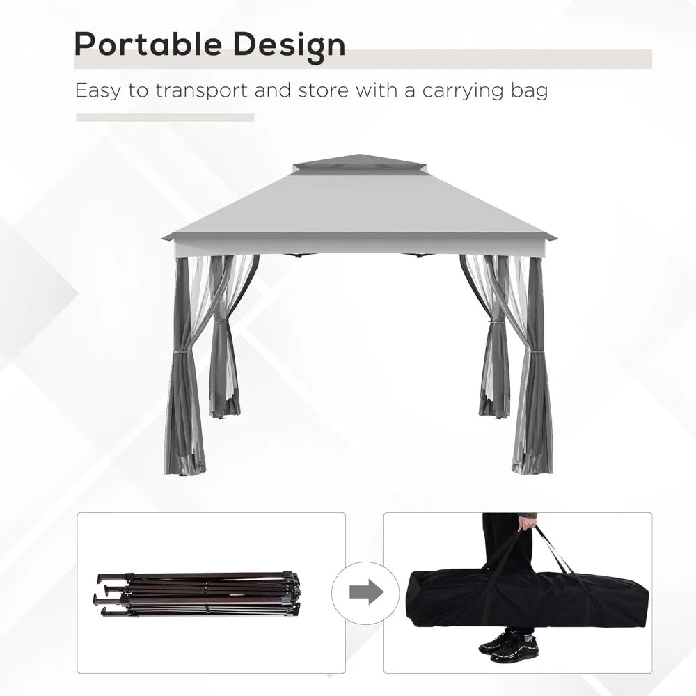 11' x 11' Pop Up Canopy with Removable Zipper Netting