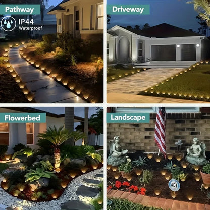 8 Pcs 8LED Solar Power Disk Light