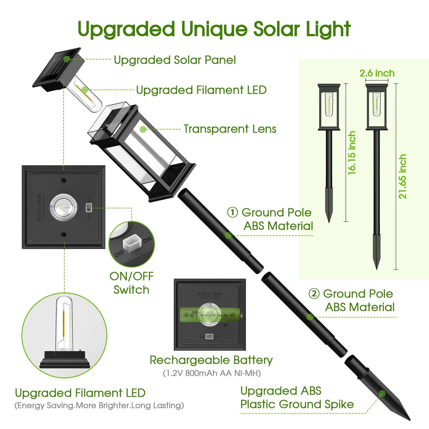 6/12 Pack Solar Lights for Yard/Garden Walkway