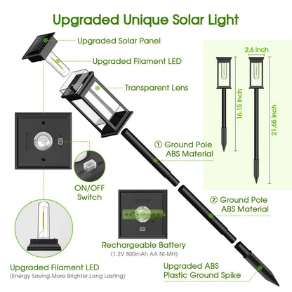 6/12 Pack Solar Lights for Yard/Garden Walkway