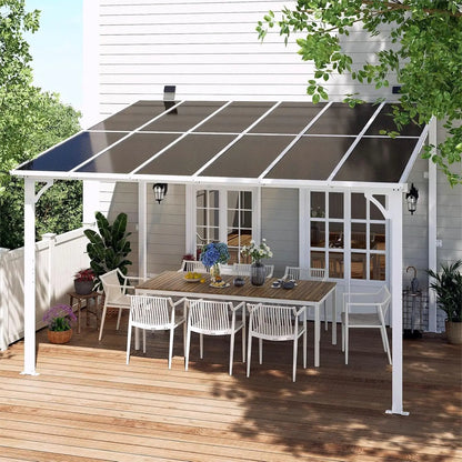 Wall Mounted Gazebo with Sloped Roof, Outdoor Patio Gazebo Awning
