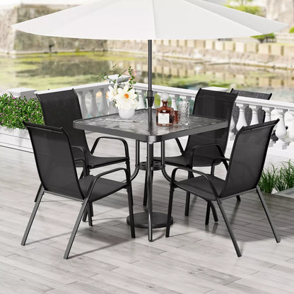 5 Pieces, All Weather Outdoor Patio Dining Set W/ 30"x30" Table and 4 Stackable Chairs