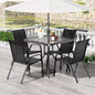 5 Pieces, All Weather Outdoor Patio Dining Set W/ 30"x30" Table and 4 Stackable Chairs
