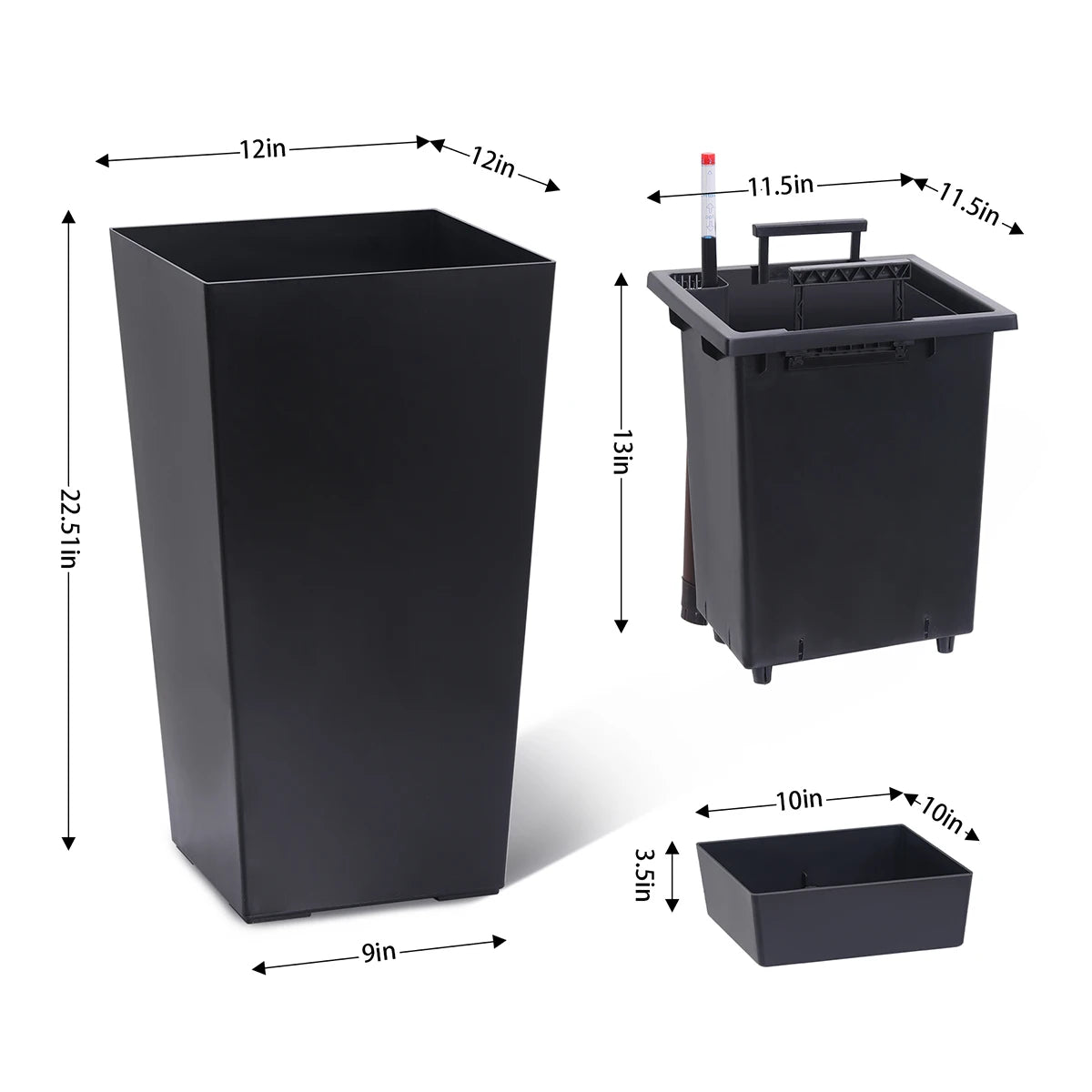 Large Plant Pots with Drainage Holes＆ Water Level Monitor
