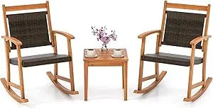 Acacia Wood Rocker with Side Table