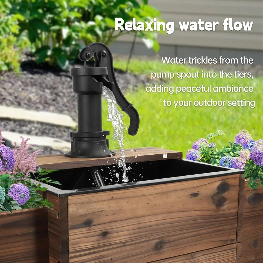 Outdoor Water Fountain with Flower Box
